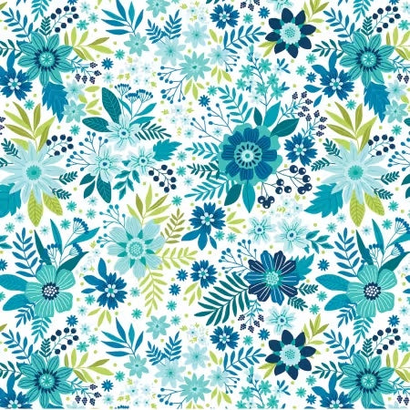 Among The Wildflowers II - Daybreak Teal - 108 Wide