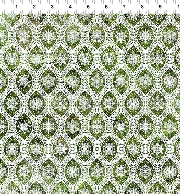 Natures Winter - Snowflake Ogee - Green