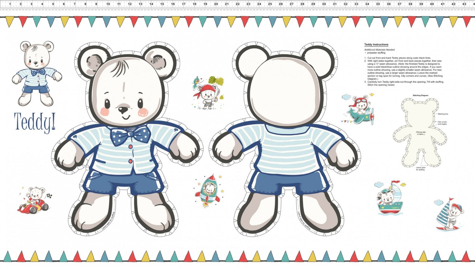 Teddys Great Adventure - PILLOW Panel