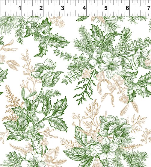 Winter Blooms - Toile - White