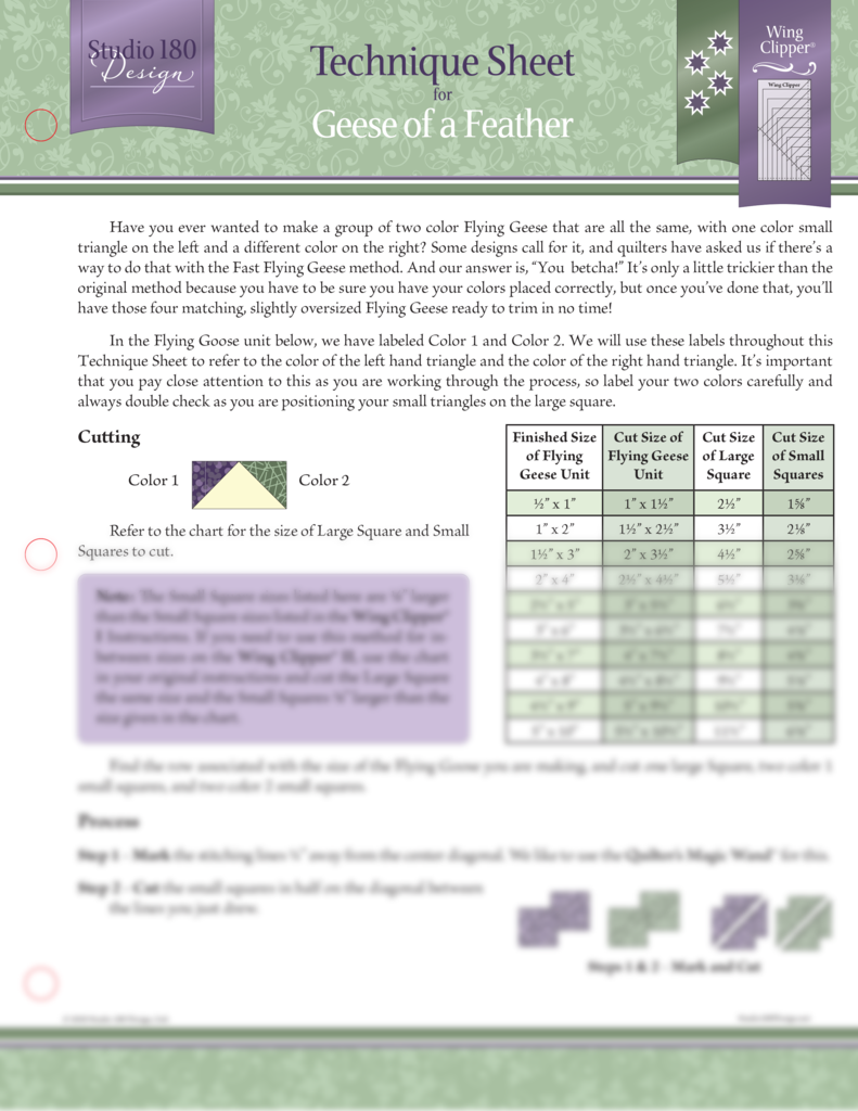 Technique Sheet: Geese of a Feather