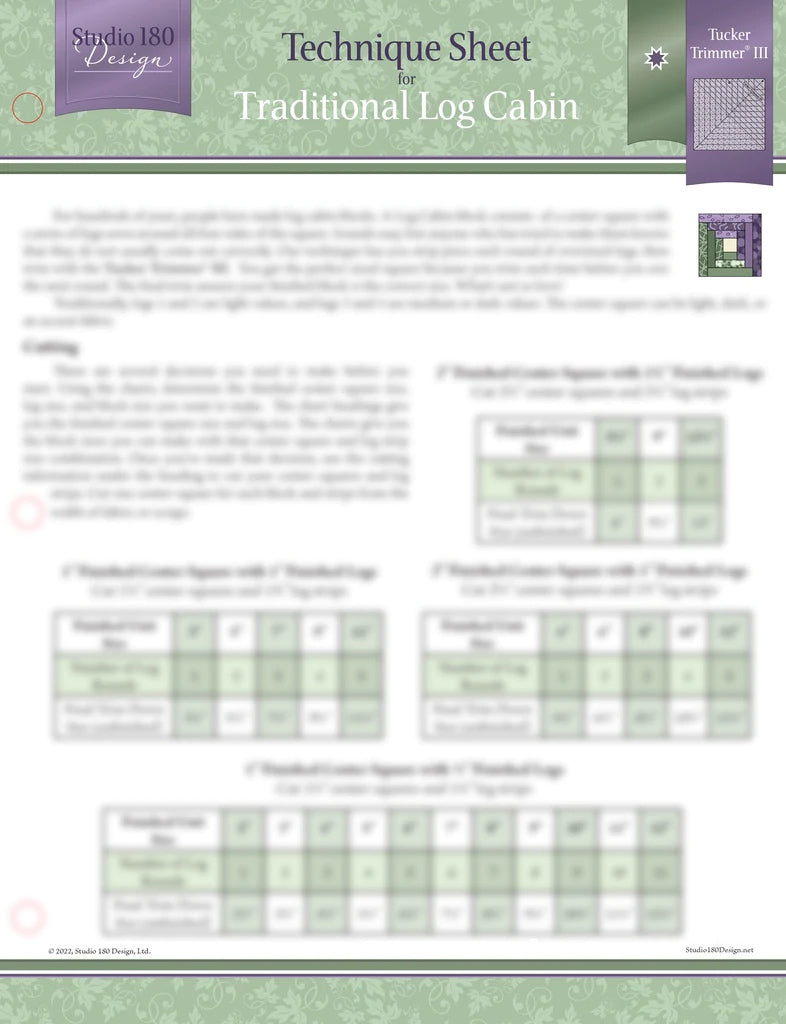 Technique Sheet: Traditional Log Cabin