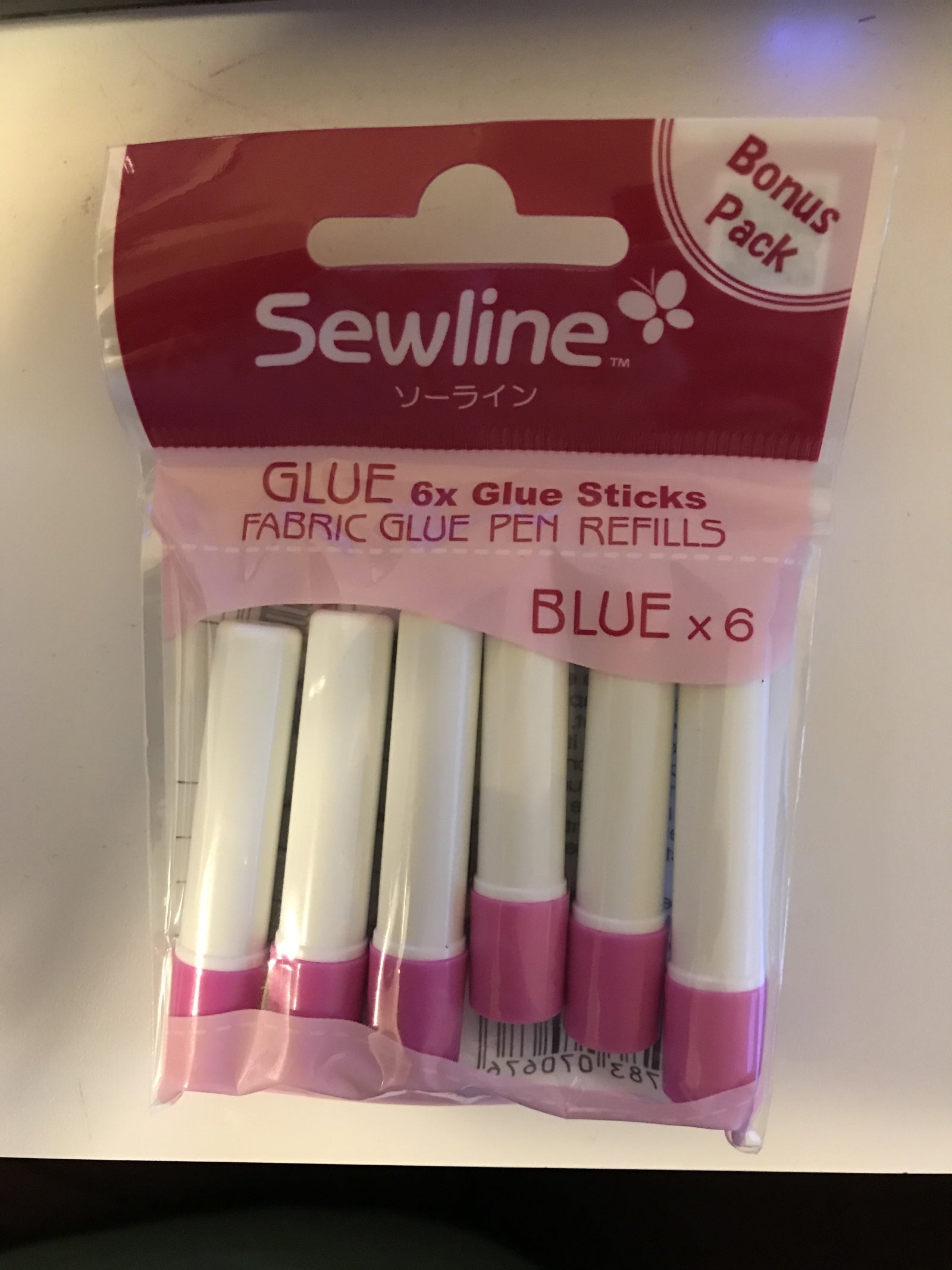 Sewline Fabric Glue Pen Refill, 6 per package, blue - The Sewing Collection
