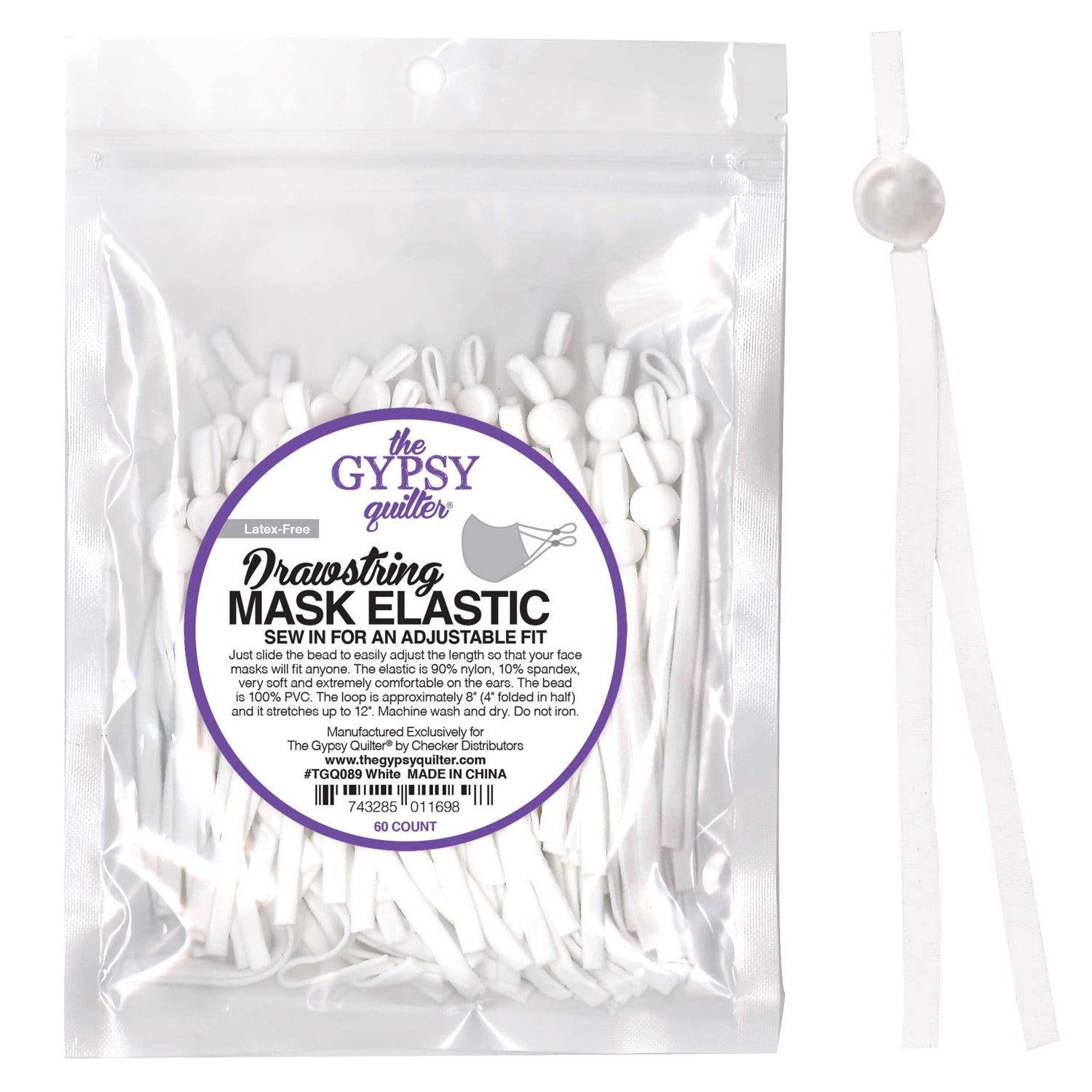 Drawstring Mask Elastic - White 20