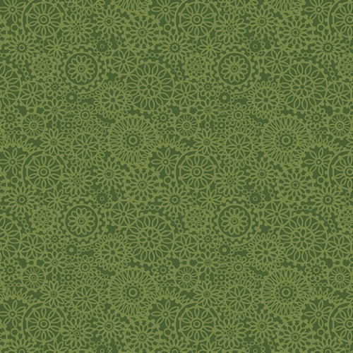 Irresistible Iris - Tonal Medallions - Dk Green