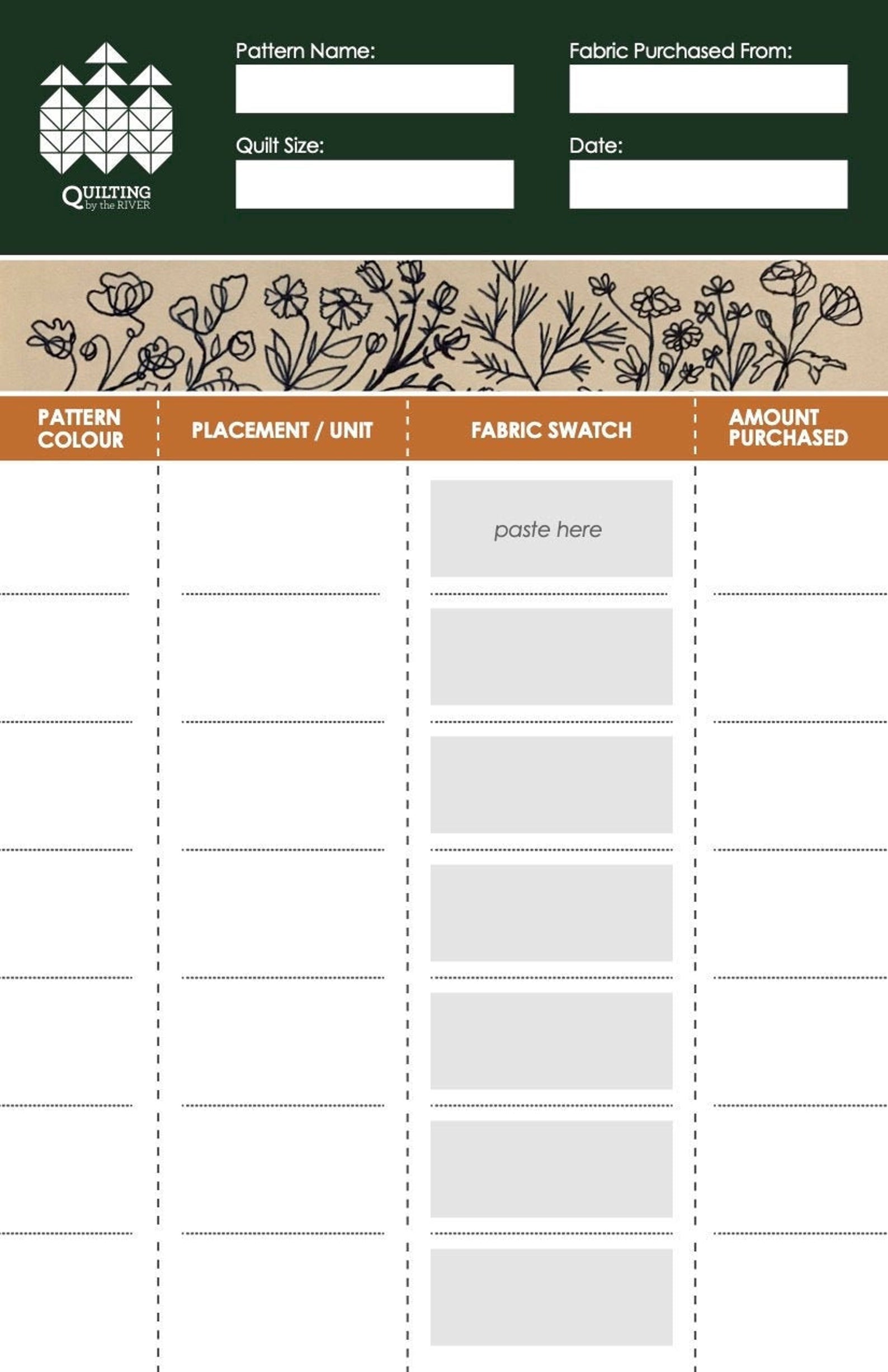 Fabric Placement Notepad - Spring
