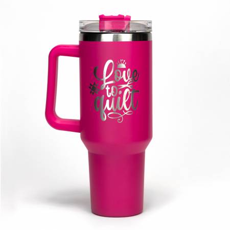 Love to Quilt Pink Stainless Steel Tumbler