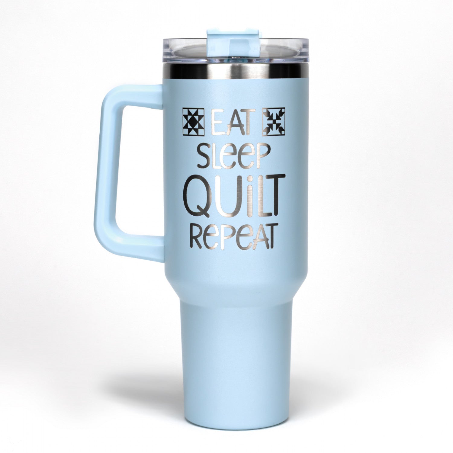 Eat Sleep Quilt Repeat Blue Stainless Steel Tumbler