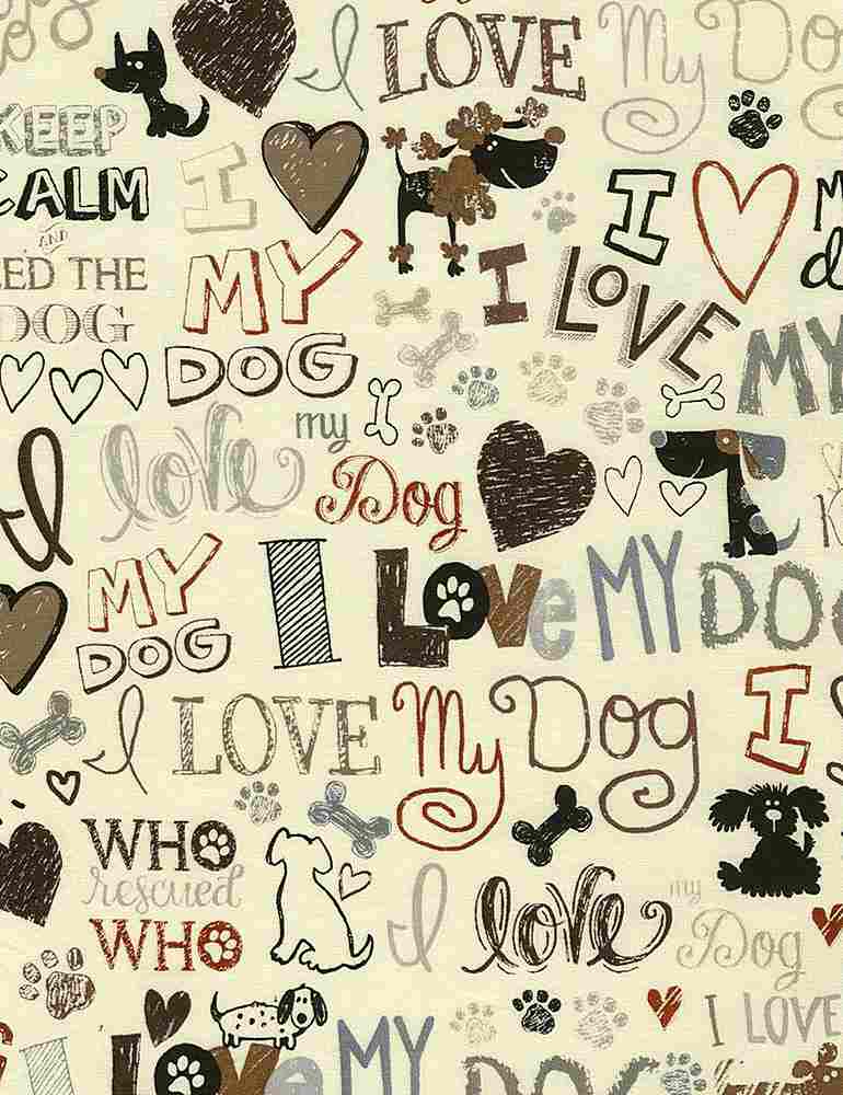 Love My Dog - Text - Cream