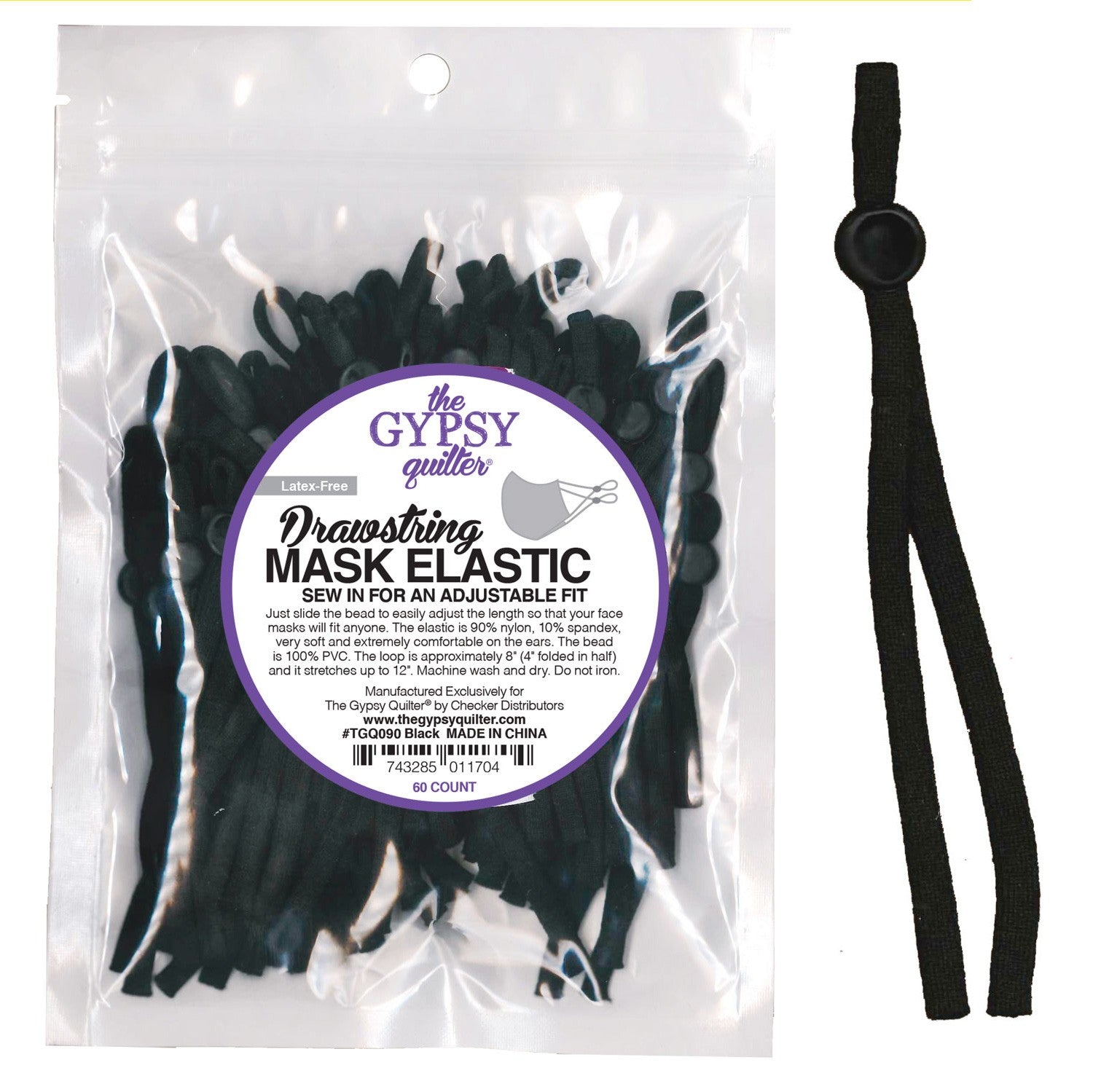 Drawstring Mask Elastic - Black 20